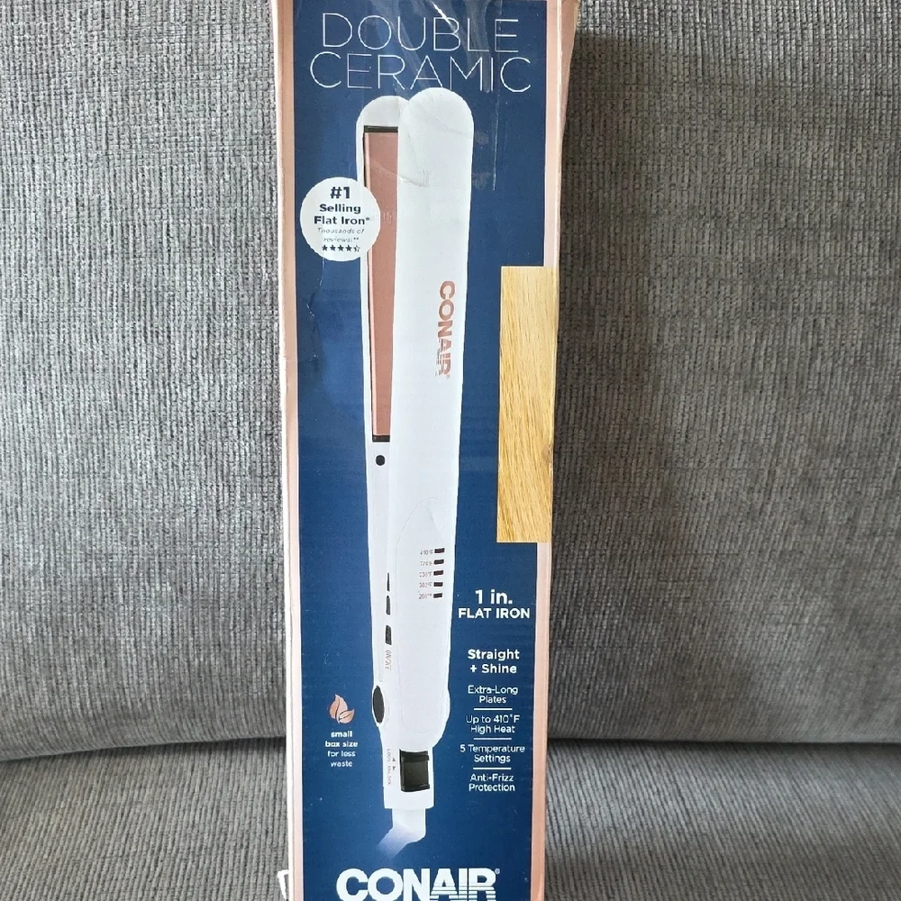 Conair Double Ceramic 1 Inch Flat Iron, New, Straight + Shine
